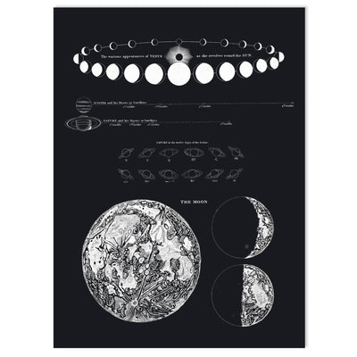 Made in USA Antique Reproduction Pull Down Chart of Moon Phases // ONH Item 7061 Image 1