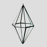 Glass Diamond Air Plant Hanger with a faceted geometric shape and black metal frame.