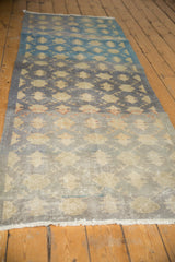 Distressed aqua blue and grey Sparta rug with prominent abrashes and worn lattice design.