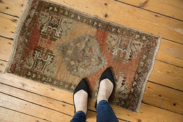 1.5x3 Vintage Distressed Oushak Rug Mat // ONH Item 7084 Image 1