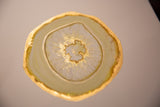 Direct overhead view of the Citrine painting's geode-like form and glittering gold leaf details.
