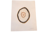 Katelyn Morse original Black Tourmaline painting: abstract cream, black, and gold geode slice.