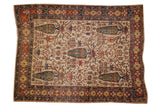 Antique Afshar rug, circa 1880s, hand-knotted allover tree-of-life on scarce ivory ground.