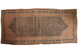 Antique Persian Afshar carpet with dark navy and terra cotta germinating seed boteh design, 6'11
