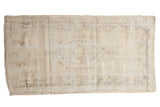 Distressed vintage Turkish Oushak runner, faded ivory and coffee brown, subtle floral medallion, 2'8
