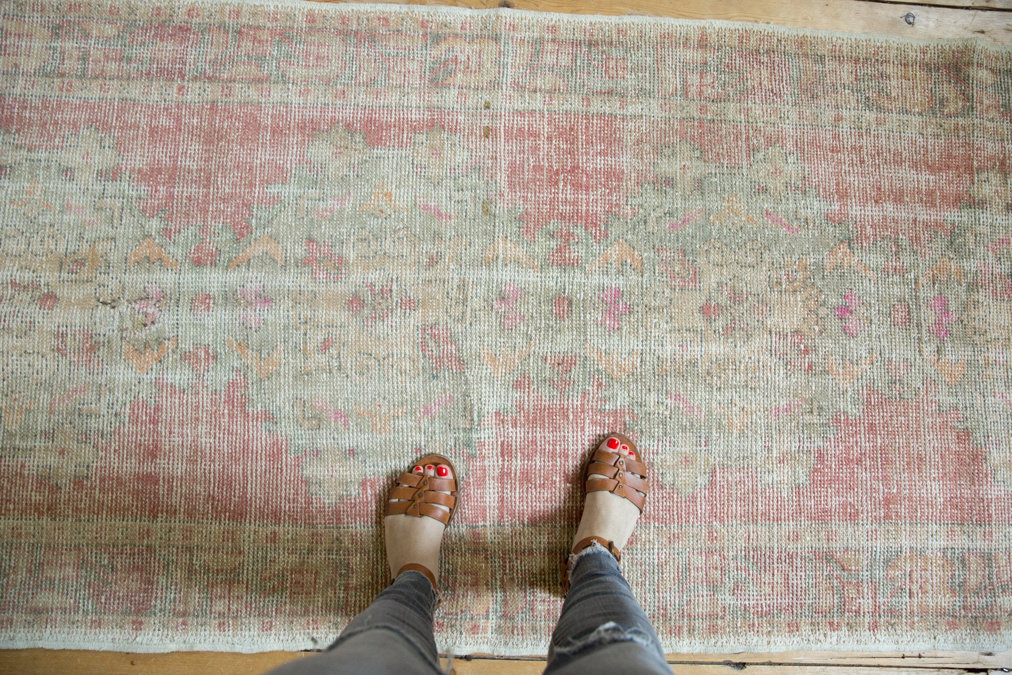 3.5x10 Vintage Distressed Oushak Rug Runner // ONH Item 7159 Image 1