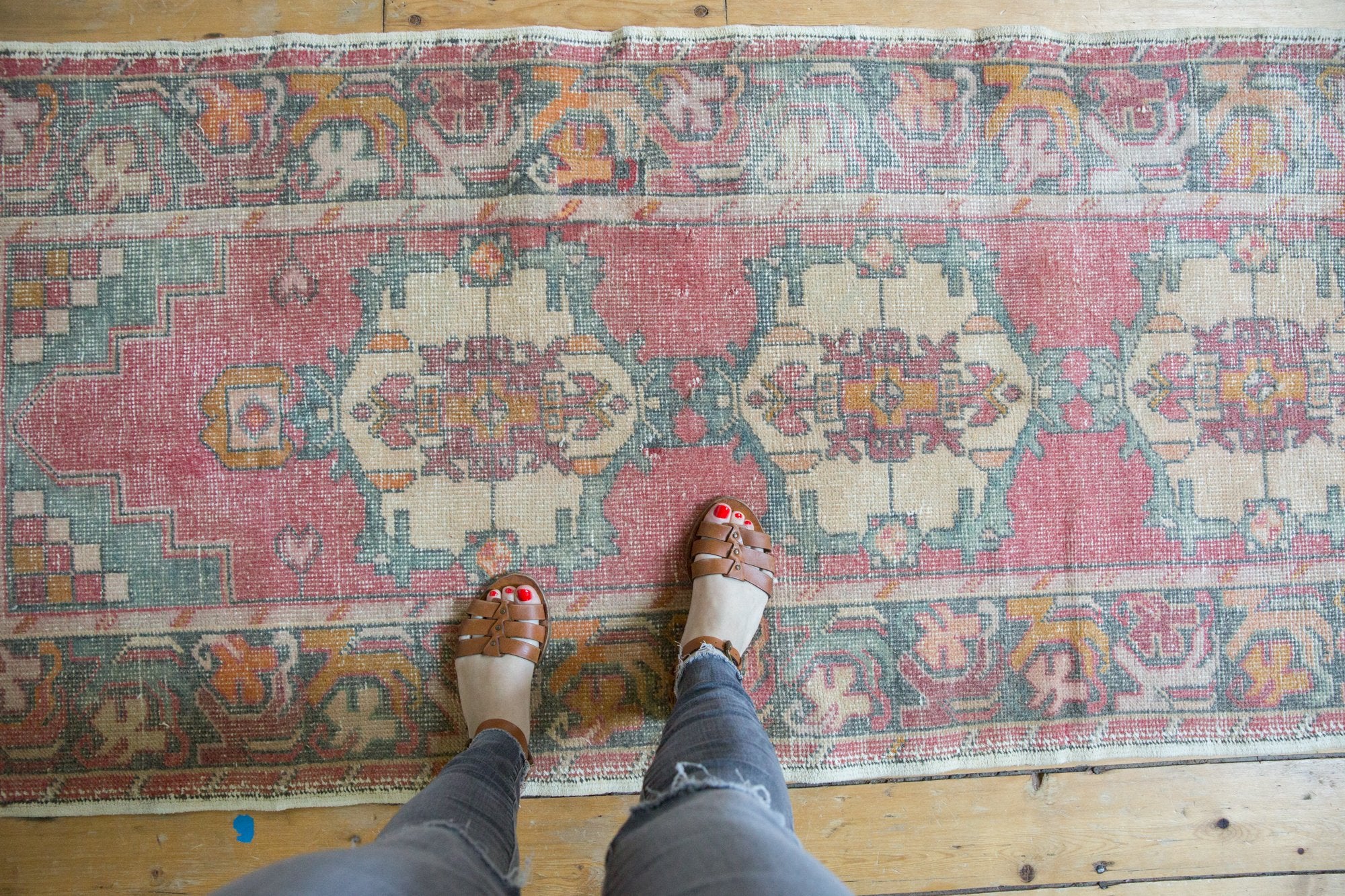 3x9.5 Vintage Distressed Oushak Rug Runner // ONH Item 7161 Image 1