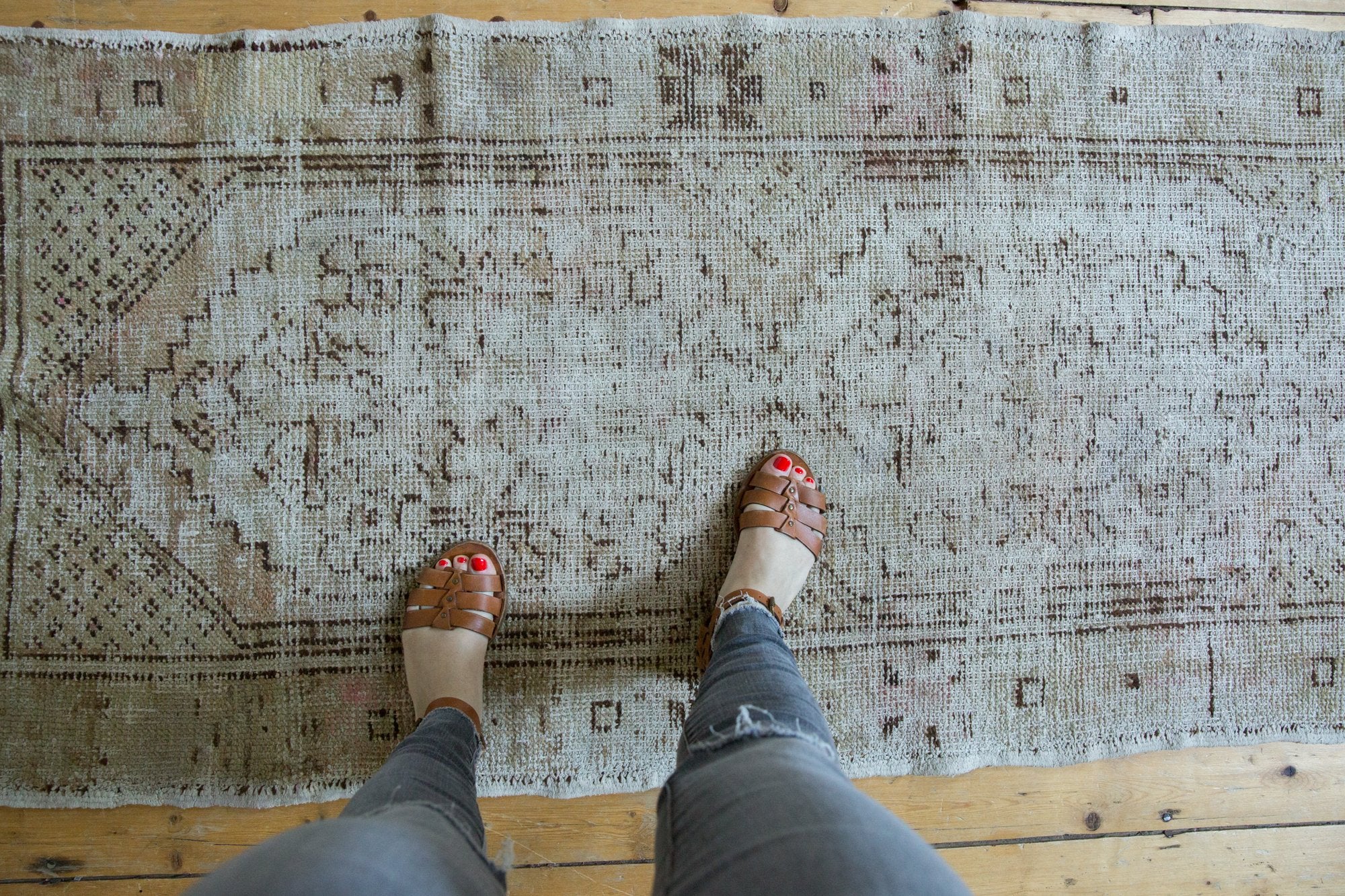 3x8 Vintage Distressed Oushak Rug Runner // ONH Item 7162 Image 1