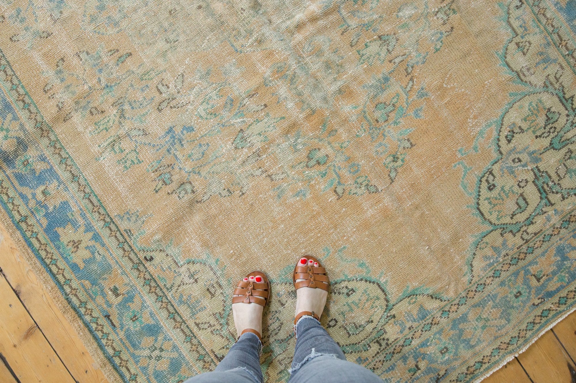 6.5x10 Vintage Distressed Oushak Carpet // ONH Item 7167 Image 1