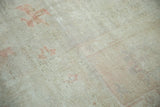 Distressed Oushak rug pile texture, subtle tone-on-tone silver and pale terra cotta.