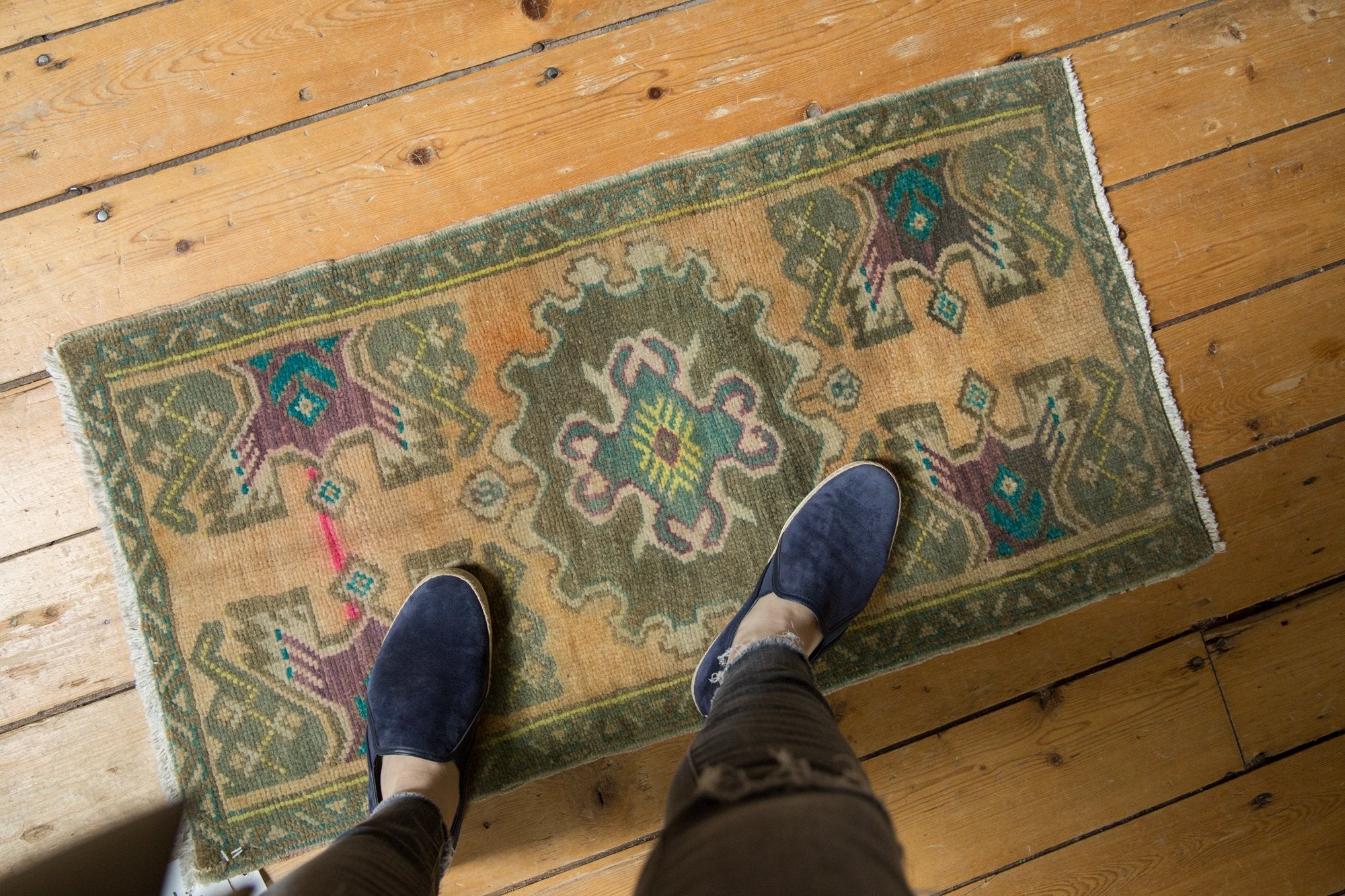 1.5x3 Vintage Distressed Oushak Rug Mat // ONH Item 7194 Image 1