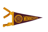 Vintage University of Minnesota felt pennant, maroon and gold, featuring the school seal, 4x8 inches.