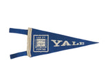 Mini Vintage Yale University felt pennant, mid-century blue, white 'YALE' text and crest.