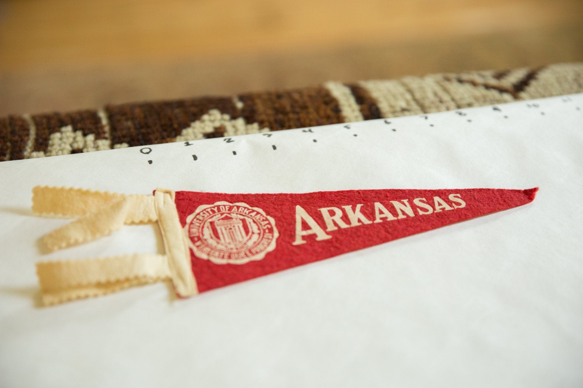 Mini Vintage University of Arkansas Felt Flag Pennant Image 1