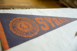 Vintage Syracuse pennant, orange university seal and lettering on textured blue felt.