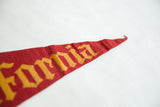 Vintage USC felt pennant tip, red with yellow 'fornia' script and light creasing.