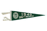 Vintage 1940 Dartmouth Reunion felt flag pennant in dark green with a white college seal and text.