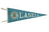 Vintage mid-century Lasell Junior College felt pennant, teal with cream lettering, 11x29 inches.