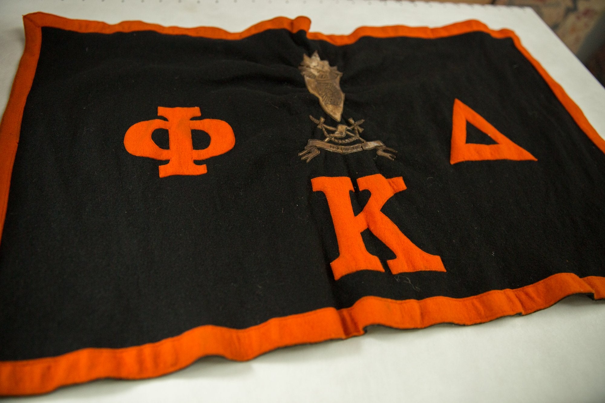 Vintage Black and Orange Sorority Felt Banner Image 1