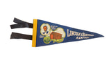 Vintage dark blue felt pennant featuring Abraham Lincoln, a log cabin, and Kentucky text.