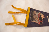 Yellow felt ties and binding on vintage Watkins Glen NY pennant, showing Native American headdress.
