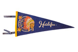 Vintage Halifax Canada felt flag pennant, dark blue with yellow trim, Native American headdress, 5x11.5.