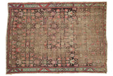 Antique Karabagh fragment rug with allover Herati motif, beige, red, and green, 4'2