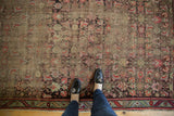 Antique Karabagh rug showcasing Herati motif, visible foundation wear, and serrated leaf border.