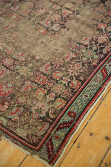Antique Karabagh rug detail: Herati pattern, exposed foundation, cherry red, celadon border.
