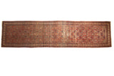 Antique Persian Malayer runner with an allover Herati motif in cherry red, navy blue, and ivory.