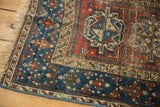 Turkmen Beshir rug corner, geometric patterns, navy blue, madder root red, and beige.