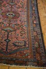 Vintage Lilihan runner's traditional multi-band side border with sky blue and wine red motifs.