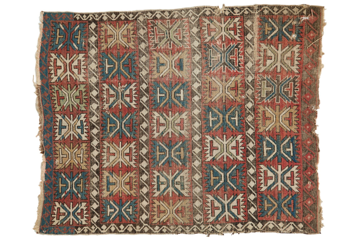 4x5 Antique Caucasian Square Rug // ONH Item 7277
