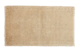 Distressed vintage Oushak rug in pale ivory and beige with a subtle medallion, 1'6