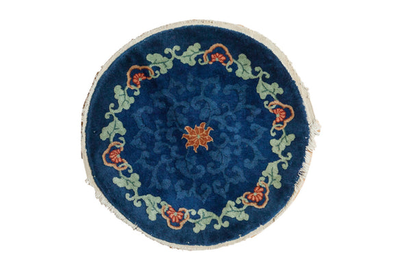 Vintage Nichols Art Deco Round Rug Mat / ONH item 7354