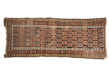 Antique Northwest Persian runner, allover boteh design with germinating plants in copper, brown, and blue.
