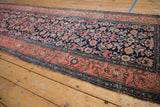 Antique Malayer rug's early-inspired dusty blush main border, teal minor border, and light tatter.