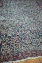Muted allover boteh paisley field and scrolling main border of an antique Doroksh rug.