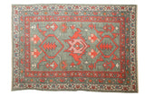 Hand-knotted New Oushak rug with central palmette, Samovar turtle design, gray and red.