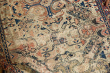 Antique Shirvan rug showing severe isolated wear, holes, and threadbare pile.