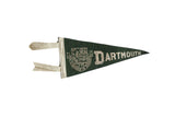 Vintage Dartmouth felt pennant, dark green with cream crest and block lettering, 4x8 inches.
