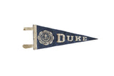 Circa 1940s Vintage Duke felt pennant, navy blue with cream university crest. 4