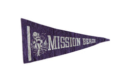 Vintage Mission Beach Felt Flag Pennant // ONH Item 7427