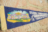 Vintage dark blue felt pennant, white text for Benjamin Franklin Memorial, Philadelphia.