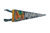 Vintage Ausable Chasm felt flag pennant with yellow trim and colorful gorge scene, 6