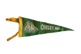 Vintage 1940s Onset, Mass. felt pennant, green, white text, sailboat, yellow binding. 4