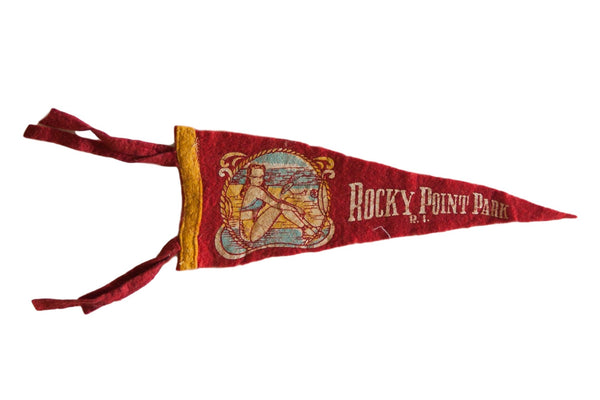 Vintage Rocky Point Park R.I. Felt Flag Pennant // ONH Item 7436