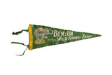 Vintage Benson Wild Animal Farm felt pennant, green with gray elephant, 6x17 inches.