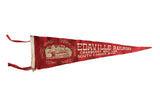 Vintage Edaville Railroad red felt pennant with lightly colored train and cranberry design, 8x26.