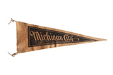 Vintage Michigan City, Ind. felt pennant, circa 1910s, with black triangle containing script.